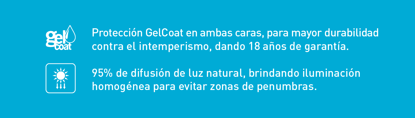 Protección GelCoat y 95% de difusión de luz
